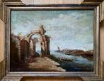 Francesco Guardi (1712-1793), Scuola di - Capriccio con, Antiek en Kunst