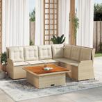 vidaXL 5-delige Loungeset met kussens poly rattan beige, Tuin en Terras, Tuinsets en Loungesets, Verzenden, Nieuw, Rotan, Loungeset