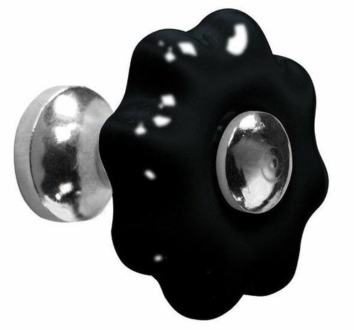 Meubelknop Fleur porselein 31mm zwart/glans nikkel, Doe-het-zelf en Verbouw, Hang- en Sluitwerk, Nieuw, Ophalen of Verzenden