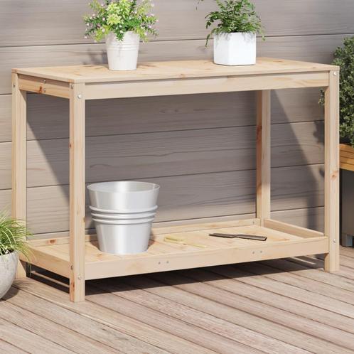 vidaXL Oppottafel met schap 108x50x75 cm massief grenenhout, Tuin en Terras, Overige Tuin en Terras, Nieuw, Verzenden