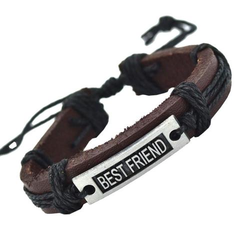 Fako Bijoux® - Armband - Leder - Best Friend - Zwart, Sieraden, Tassen en Uiterlijk, Armbanden, Verzenden