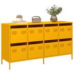 vidaXL Dressoir 135x39x73,5 cm koudgewalst staal mosterdgeel, Huis en Inrichting, Verzenden, Nieuw, Metaal