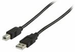 USB Kabel A Male - B Male rond 1.80 m zwart, Ophalen of Verzenden, Nieuw, Kabel of Snoer