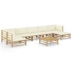 vidaXL 8-delige Loungeset met crèmewitte kussens bamboe, Verzenden, Nieuw, Hout, Loungeset