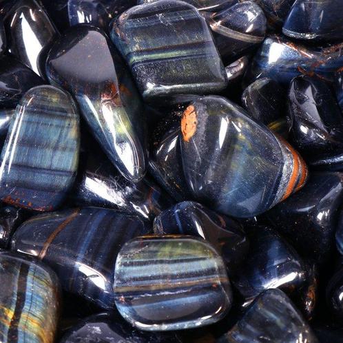Blauwe Tijgeroog - Gepolijste stenen - Kavel- 1 kg, Verzamelen, Mineralen en Fossielen