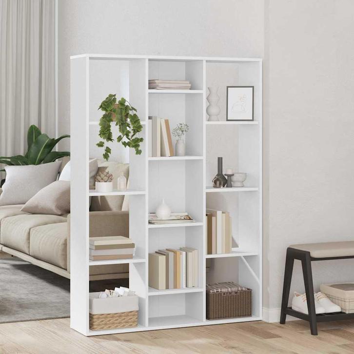 vidaXL Kamerscherm/boekenkast 100x24x140 cm bewerkt hout wit, Huis en Inrichting, Woonaccessoires | Kamerschermen, Nieuw, Verzenden