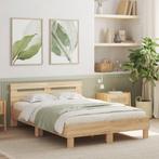 vidaXL Bedframe met hoofdeinde en LED sonoma eikenkleurig, Huis en Inrichting, Bruin, Verzenden, 190 cm of minder, Overige maten