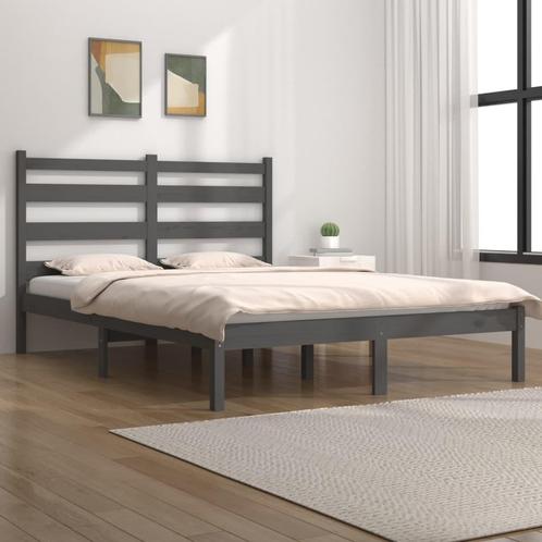 vidaXL Bedframe massief grenenhout grijs 200x200 cm, Huis en Inrichting, Slaapkamer | Bedden, Overige maten, 200 cm, Grijs, Tweepersoons