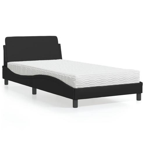 vidaXL Bed met matras kunstleer zwart 100x200 cm, Huis en Inrichting, Slaapkamer | Bedden, 100 cm, 200 cm, Zwart, Eenpersoons