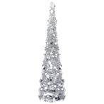 vidaXL Kunstkerstboom pop-up 150 cm PET zilverkleurig, Diversen, Kerst, Verzenden, Nieuw