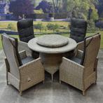 Empoli Riccione dining tuinset 110 cm rond 6-delig grijs, Ophalen of Verzenden, Nieuw, Wicker