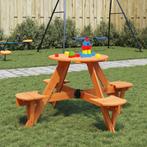 vidaXL Picknicktafel voor 4 kinderen met parasolgat rond, Verzenden, Nieuw, Hout