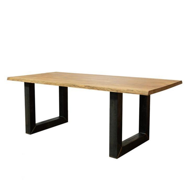 Eiken boomstamtafel massief eiken eettafel industrieel, Huis en Inrichting, Tafels | Eettafels, 100 tot 150 cm, Nieuw, Eikenhout