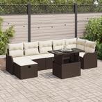 vidaXL 8-delige Tuinbankenset met kussens poly rattan bruin, Verzenden, Nieuw, Rotan