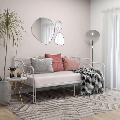 vidaXL Slaapbank uittrekbaar metaal wit 90x200 cm, Huis en Inrichting, Slaapkamer | Bedden, 90 cm, 200 cm, Wit, Eenpersoons, Nieuw