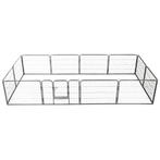 vidaXL Hondenren met 12 panelen 80x60 cm staal zwart, Dieren en Toebehoren, Honden-accessoires, Verzenden, Nieuw