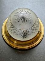 Plafondlamp - Geslepen glas en koper - Art Deco plafonnière