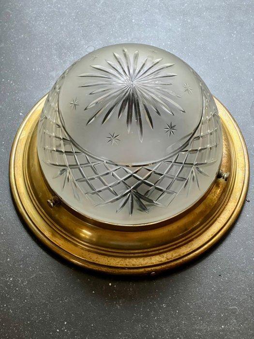 Plafondlamp - Geslepen glas en koper - Art Deco plafonnière, Antiek en Kunst, Curiosa en Brocante
