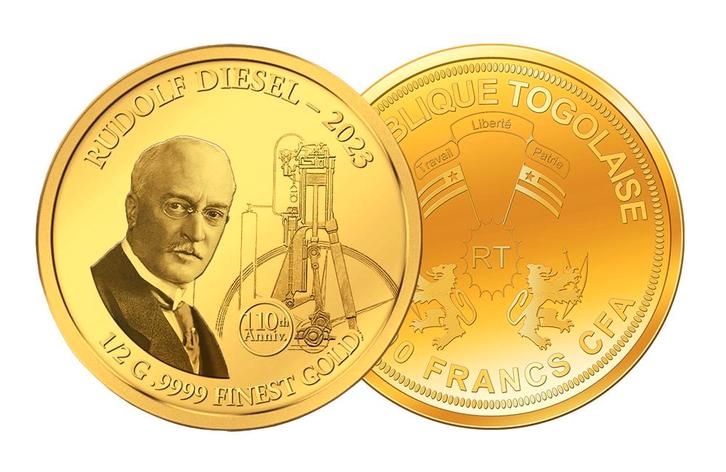 Kleinste goud 110e overlijdens dag Rudolf Diesel AU, Postzegels en Munten, Munten | Nederland, Verzenden