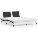 vidaXL Bed met matras Zadar kunstleer wit en zwart 180x200, Overige materialen, Eenpersoons, Verzenden, Wit