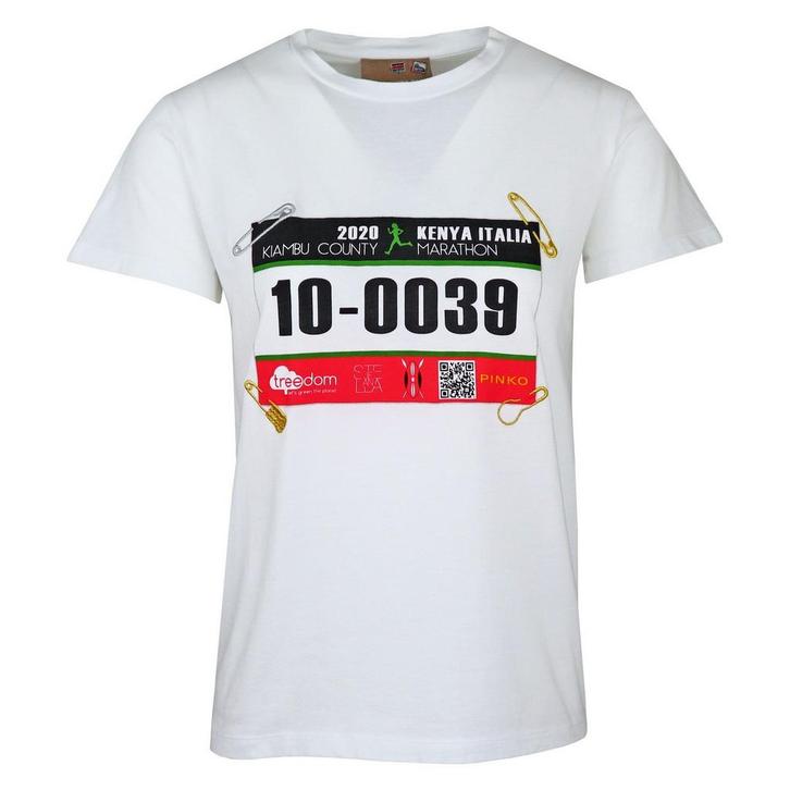 Pinko • wit shirt met marathon nummer • XS, Kleding | Dames, Tops, Wit, Nieuw, Maat 34 (XS) of kleiner, Verzenden