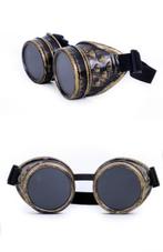 Goggles Steampunk Bril Brons Montuur Zonnebril Glazen Goud B, Ophalen of Verzenden, Nieuw, Feestartikel, Carnaval