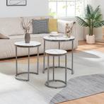 [en.casa] Bijzettafel Bornholm set van 3 rond marmer wit en, Huis en Inrichting, Tafels | Bijzettafels, Verzenden, Nieuw