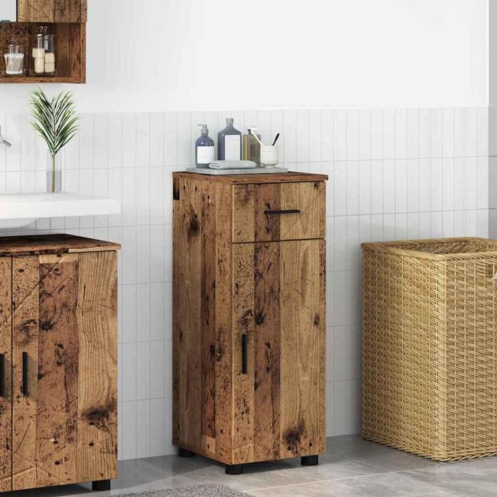vidaXL Badkamer Kast Oud Hout 30 x 35 x 80 cm Bewerkt hout &, Huis en Inrichting, Tafels | Kaptafels, Nieuw, Verzenden