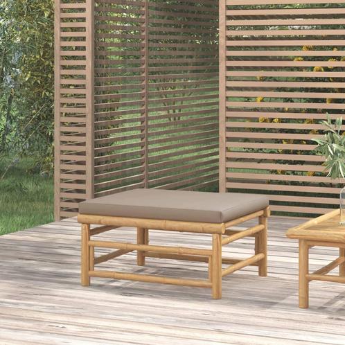 vidaXL Tuinvoetenbank met kussen bamboe taupe, Tuin en Terras, Tuinsets en Loungesets, Nieuw, Hout, Verzenden