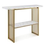 2 Niveau Marmerlook Console Tafel 120 x 29,5 x 92,5 cm Wit &