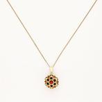 Ketting met hanger - 14 karaat Geel goud Bloedkoraal, Sieraden, Tassen en Uiterlijk