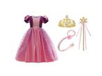 Rapunzel prinsessenjurk+Kroon+Vlecht+Staf 98,104,110,116,122