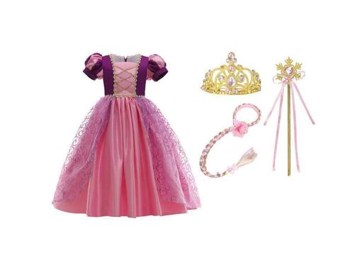 Rapunzel prinsessenjurk+Kroon+Vlecht+Staf 98,104,110,116,122, Kinderen en Baby's, Carnavalskleding en Verkleedspullen, Meisje