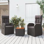 vidaXL 3-delige Loungeset poly rattan en massief acaciahout, Tuin en Terras, Tuinsets en Loungesets, Verzenden, Nieuw, Rotan, Loungeset