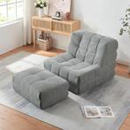 Fauteuil met voetenbank Koskyvn grijs [en.casa], Huis en Inrichting, Fauteuils, Verzenden, Nieuw