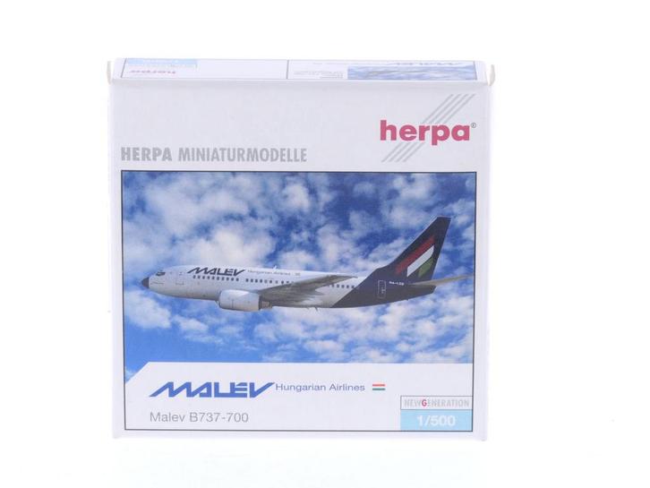 Schaal 1:500 Herpa 505505 Malev Hungarian Airlines Boeing..., Hobby en Vrije tijd, Modelbouw | Vliegtuigen en Helikopters, Zo goed als nieuw