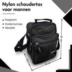 Kleine Nylon Schoudertas - Heren tasje S, Verzenden, Nieuw, Zwart, Overige merken