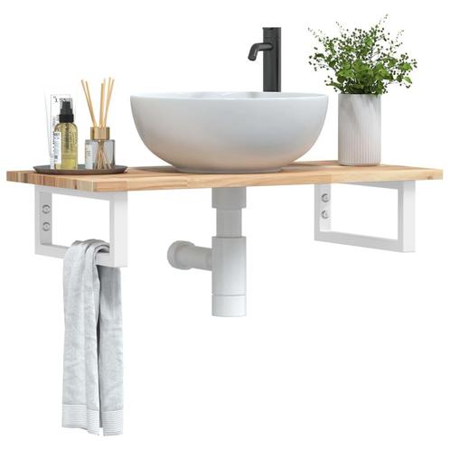 vidaXL Badkamer wandschap staal en massief acaciahout, Huis en Inrichting, Tafels | Kaptafels, Nieuw, Verzenden