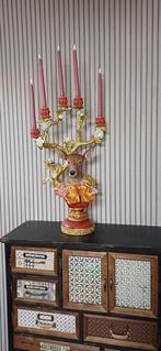 Kandelaar - polyresin - Hertenbuste-Kerstmis-XXL, Antiek en Kunst