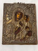 Icoon - Moeder Gods van Smolensk - Hout, Messing, Antiek en Kunst