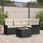 vidaXL 4-delige tuinsofa set met kussens bruin poly rattan, Tuin en Terras, Tuinsets en Loungesets, Verzenden, Nieuw, Rotan