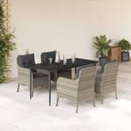 vidaXL 5-delige Tuinset met kussens poly rattan lichtgrijs, Tuin en Terras, Tuinsets en Loungesets, 4 zitplaatsen, Nieuw, Tuinset
