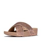 -5% FitFlop  FitFlop Lulu crinkled-shimmer cross slides  maa, Slippers, Verzenden, Beige, Nieuw