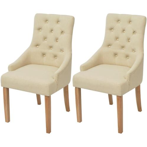 vidaXL Eetkamerstoelen 2 st stof crèmekleurig, Huis en Inrichting, Stoelen, Nieuw, Verzenden