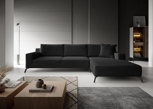 Meubella Hoekbank Florencio zwart teddystof 300 cm, Huis en Inrichting, Banken | Bankstellen, 300 cm of meer, 150 cm of meer, Driepersoons