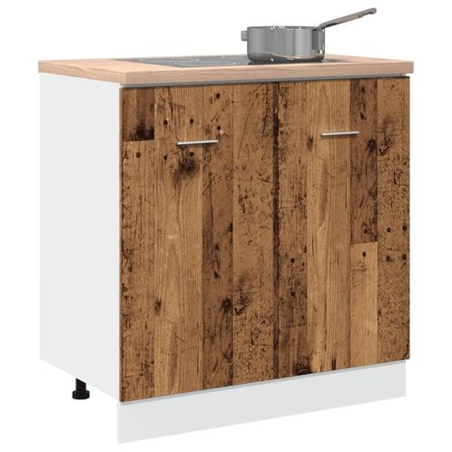 vidaXL Wastafelonderkast Lyon 80x46x81,5 cm bewerkt hout oud, Huis en Inrichting, Keuken | Keukenelementen, Bruin, Nieuw, Verzenden
