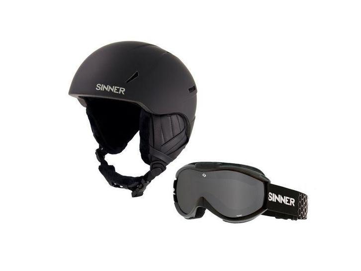 Sinner ski helm crest zwart + toxic skibril combipack, Sport en Fitness, Skiën en Langlaufen, Skiën, Overige typen, Nieuw