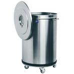 Afvalbak | RVS (Geborsteld) | 50L | Los Deksel | Wielen |, Verzenden, Nieuw in verpakking