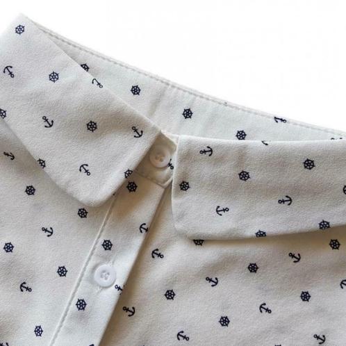 SALE!  Los blouse kraagje met ankerprint - wit, Kleding | Dames, Blouses en Tunieken, Wit, Nieuw, Maat 42/44 (L), Verzenden