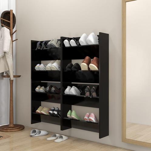 vidaXL Wandschoenenkasten 4 st 60x18x60 cm bewerkt hout, Huis en Inrichting, Kasten | Schoenenrekken, Nieuw, Verzenden